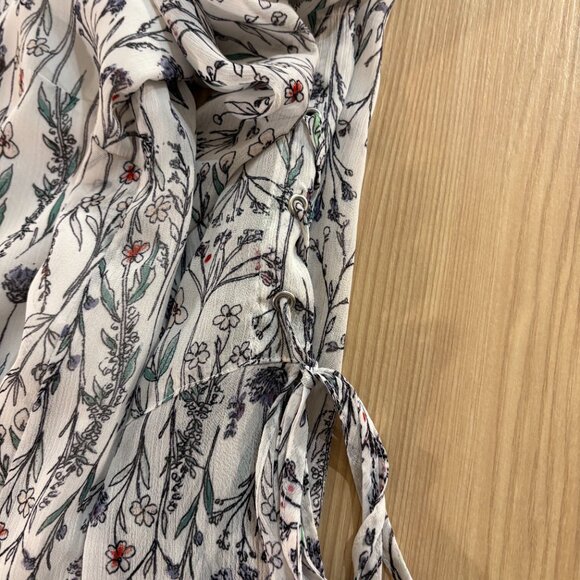 Long Tall Sally Tie Sleeve Blouse US Size 12 Floral Print Lined 100% Polyester - Picture 2 of 3